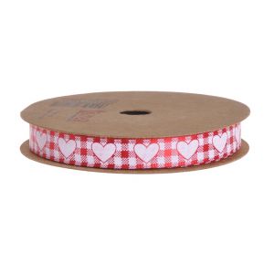 Wstążka dekoracyjna Canea 10mm x 10m, Serca czerwona